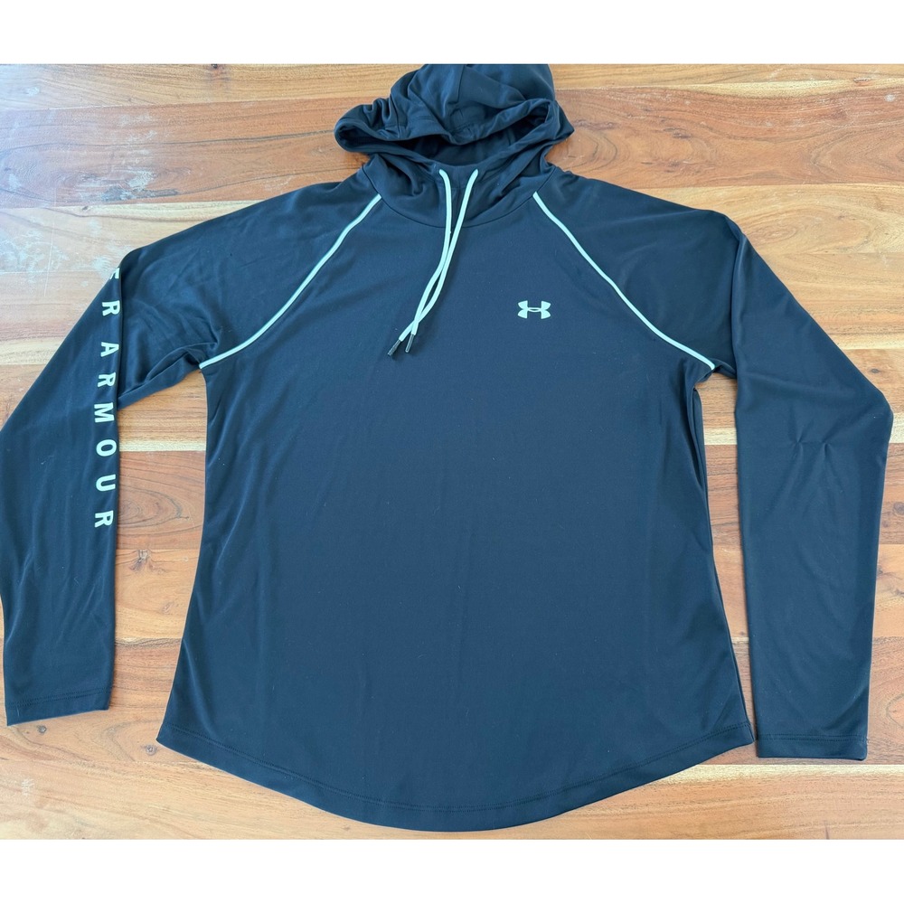Under Armour HeatGear Hoodie Mens XL Black Long Sleeve Training Pullover Loose